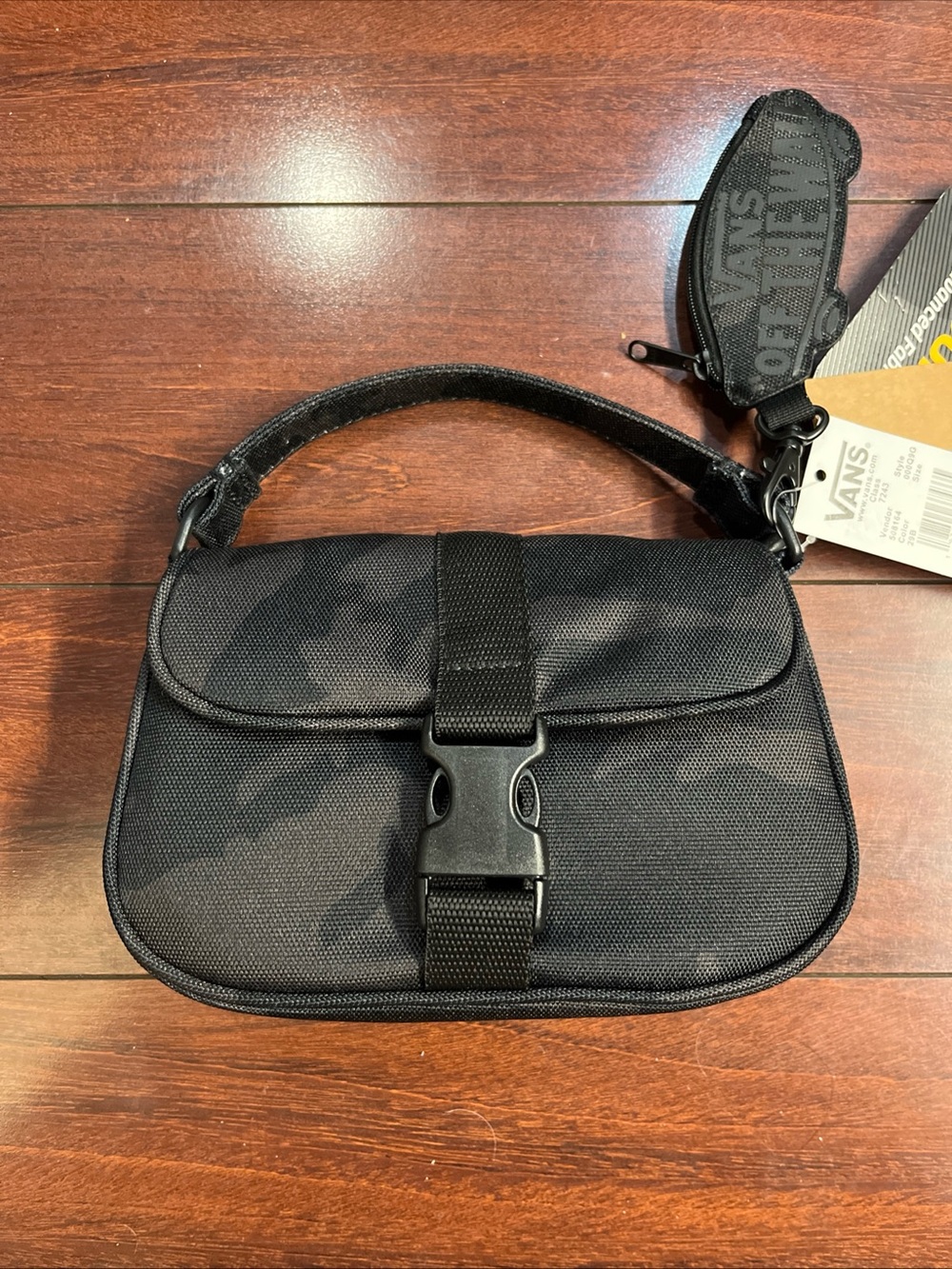 Vans Hooked On Mini Black Camo Bag Small Crossbody Shoulder Strap 8”x 5” x 3”
